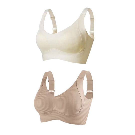 🌷 50% OFF – LIMITED TIME! 💕Subtle Striped Seamless Bra with W-Support ✨ Wire-Free Lift &amp; Unmatched Comfort