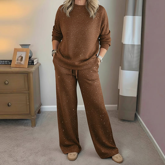 ⌛ Nur noch 3 Tage – 50 % auf alles! ⏰Damen-Glitzer-Zweiteiler: Pullover &amp; Hose