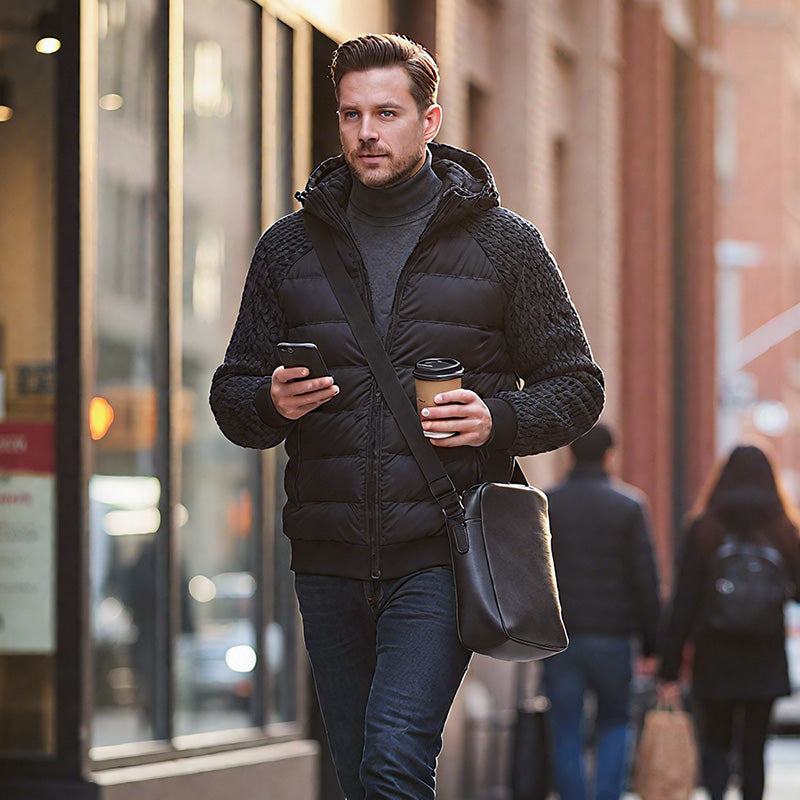 Gepolsterte Windjacke mit Kapuze für Herren