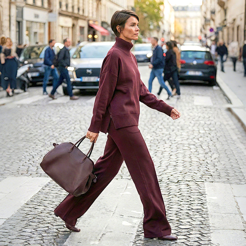 Fröhliches Neujahr! 50% auf alles 🎊⏰Sweatshirt mit hohem Kragen und seitlichem Reißverschluss & Hose im Set