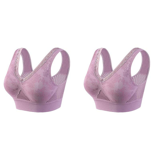🏆 Last Day Buy One Get One Free 💐 🎁Lace Wireless Pure Cotton Buttonless Comfy Lifting Bra