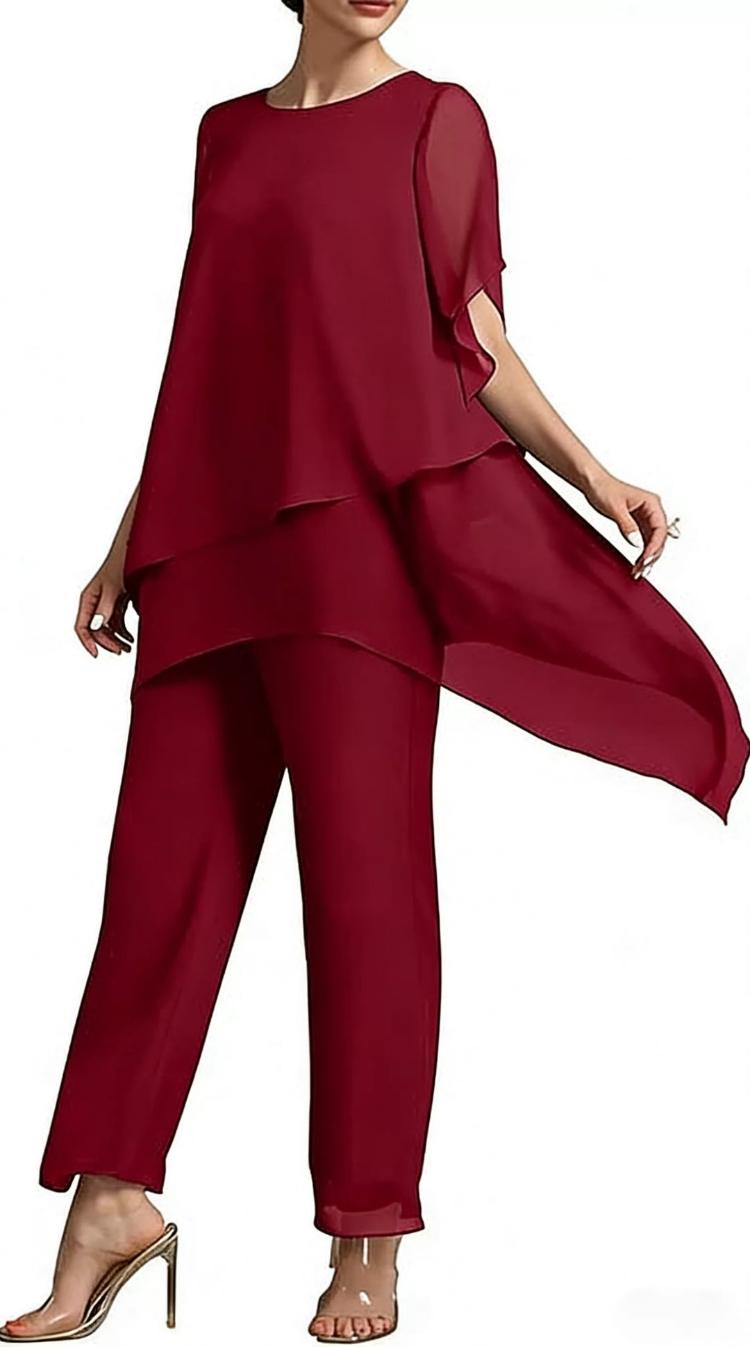 Damen-Zweiteiler: Charmantes asymmetrisches Top &amp; Hose mit weitem Bein