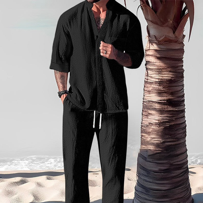 👕 Lässige Eleganz – Zweiteiliger Anzug aus Baumwolle für Herren – 50 % günstiger! 💧👖