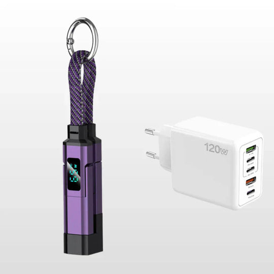 🚨 The Only Charging Cable You’ll Ever Need! 🔋4-in-1 Digital Display Keychain Charging Cable ⚡ Fast Charging, Portable &amp; Multi-Device Compatible