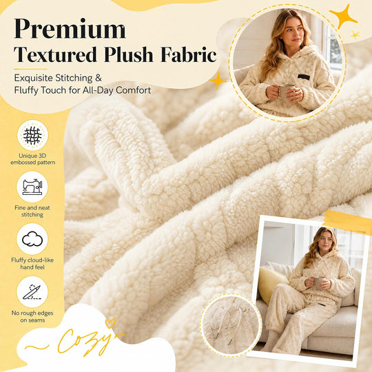 🍂 Embossed Geometric Plush Set – Timeless Comfort &amp; Effortless Style For Every Occasion