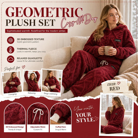 🍂 Embossed Geometric Plush Set – Timeless Comfort &amp; Effortless Style For Every Occasion