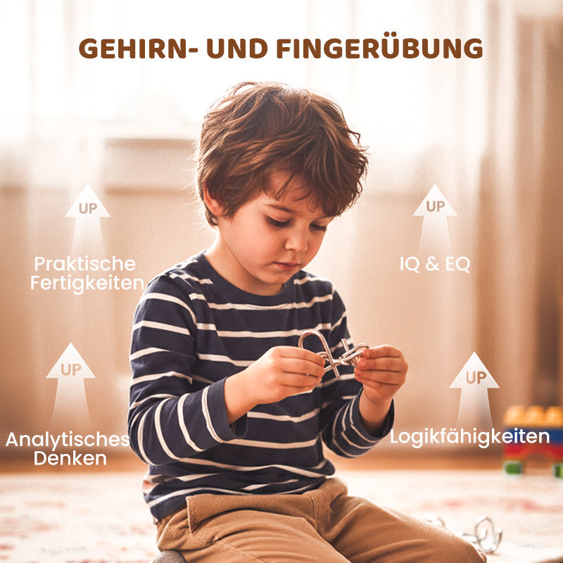 Metall Puzzle Ring achtteilig blaue Version Denksportaufgaben