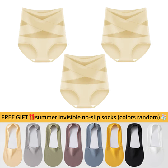 💖Last Day-Buy 1 Get 3 Packs💖Plus-Size High-Waist Cross Tummy Control Panties