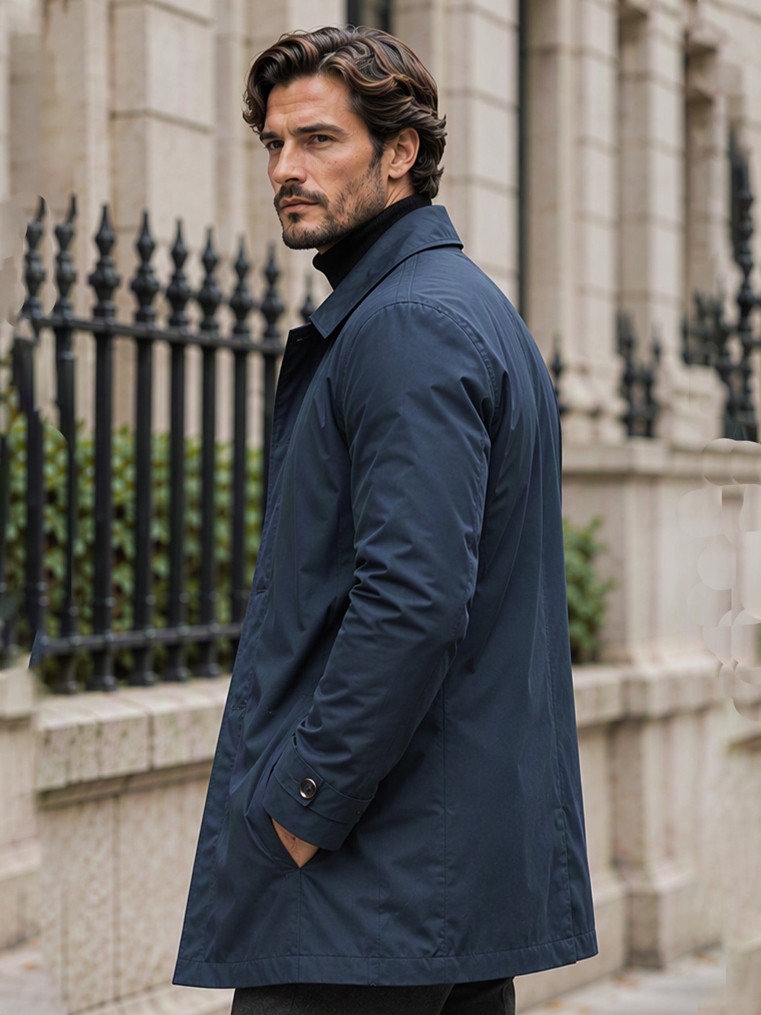 Men's Waterproof Mid-Length Trench Coat