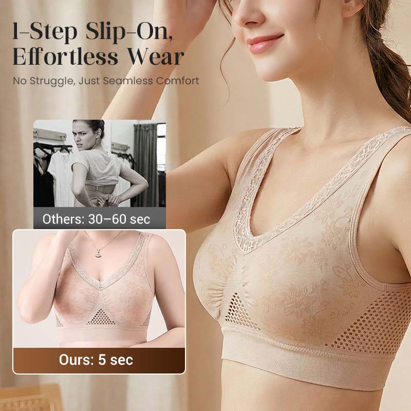 🏆 Last Day Buy One Get One Free 💐 🎁Lace Wireless Pure Cotton Buttonless Comfy Lifting Bra