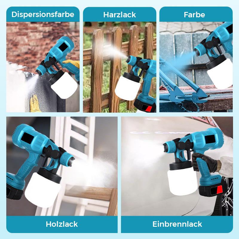 Trådløs elektrisk sprøytepistol ⚡ 800 ml/minutt for kontinuerlig sprøyting 💪 Oppladbar, trådløs, sprayer fra alle vinkler uten lekkasjer. Ideell for møbler, gjerder og vegger. 🏠
