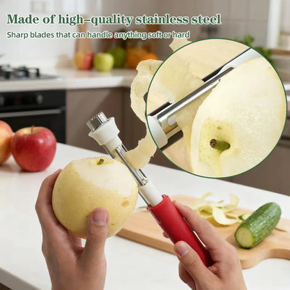 🥳2026 HOT SALE🥳💞50K+ SOLD!🔪🛒 BOGO + 50% OFF! The 2-in-1 Kitchen Hero: Core & Peel with a Twist. Stainless Steel Fruit Tool! 🍎⏱️