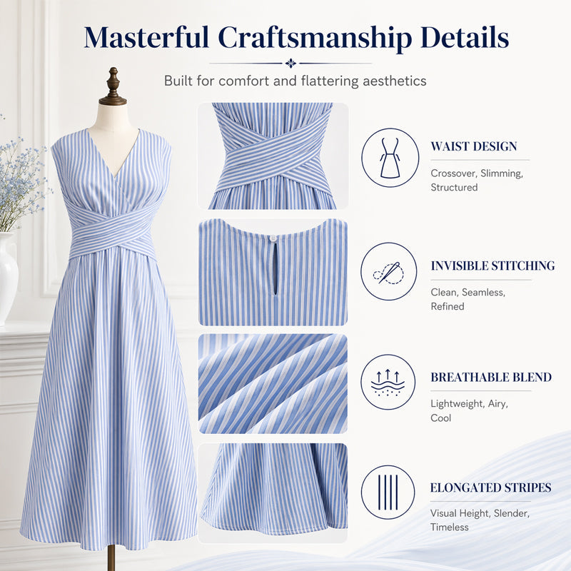 🎁New Arrivals 50% OFF💥Women Casual Striped Maxi Dress Sleeveless🎀👗