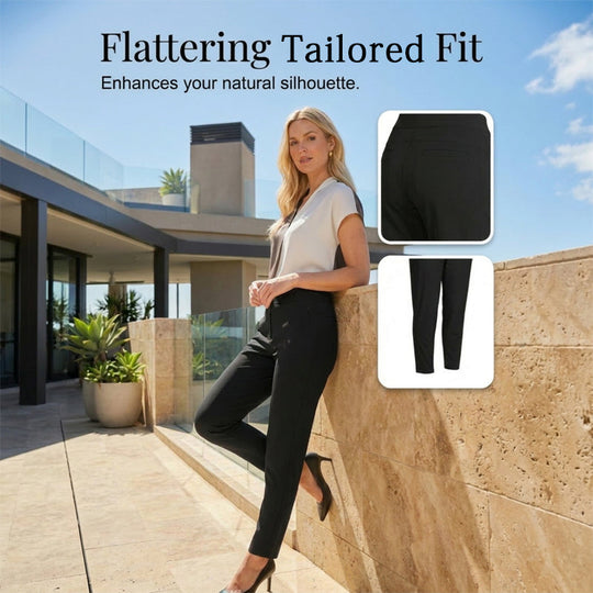 ⏳LIMITED OFFER 70% OFF🌞Women’s Fitted High-Waisted Zip-Pocket Trousers👖Lightweight, Breathable, Soft 26"/27" Ankle Pants with Zipper Pockets