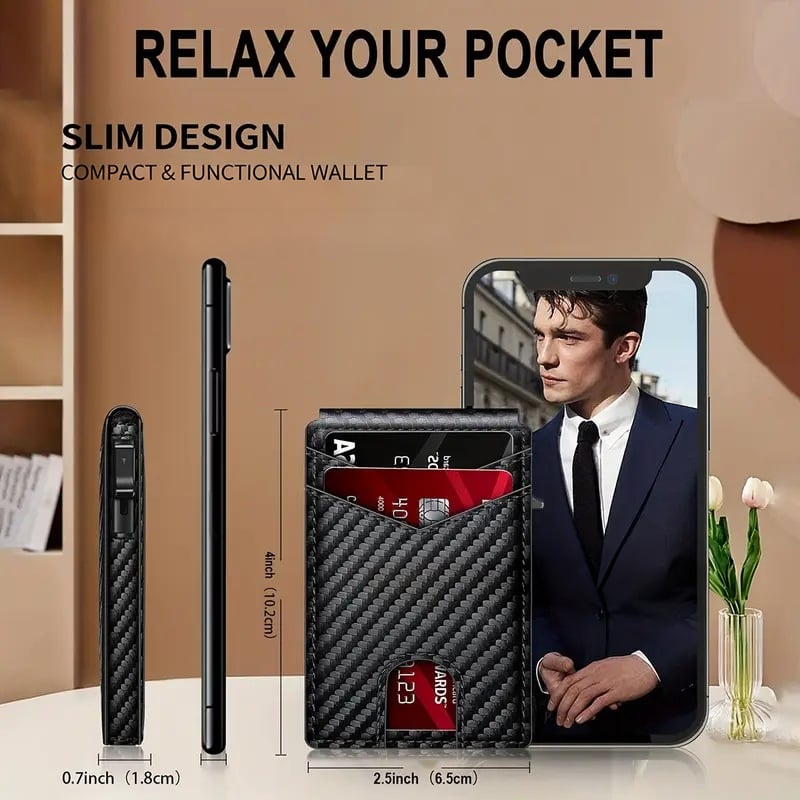 🎉 Neujahrsgeschenk – 50% RABATT!🧳 Flaches Pop-up-Portemonnaie: RFID-Schutz + Carbonfaser-Textur – Schneller Kartenzugriff &amp; Sichere Aufbewahrung!