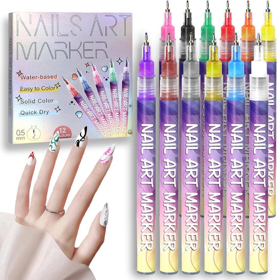 🎁✨ Zestaw lakierów do paznokci w 12 kolorach do kreatywnych wzorów 💅🎨
