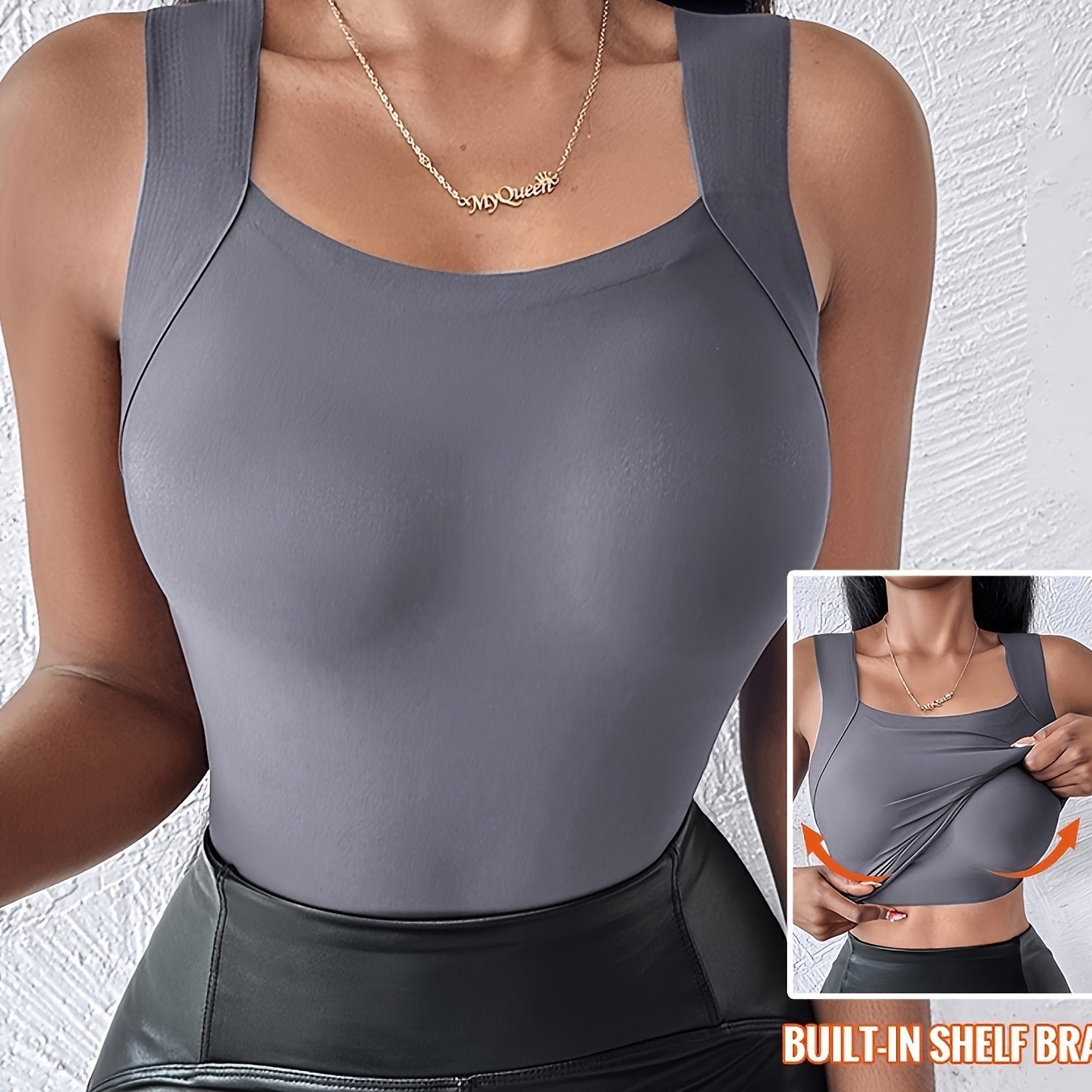 💐Thermische Tank-Tops für Damen mit U-Ausschnitt und integriertem BH
