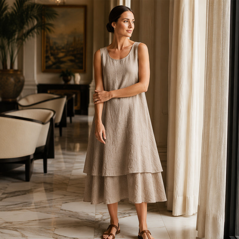 Bestseller💕 Double Layer Sleeveless Dress – Effortless Elegance &amp; Modern Layered Look for Everyday