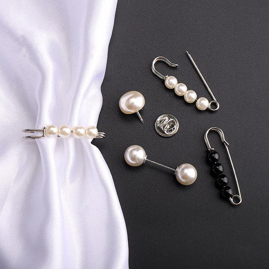✨Pearl Brooch Pins,Safety Pins for Clothing Dress pants skirt Cardigan Collar，Faux Pearl Rhinestones Brooches for Women Girls Pants Extender Safety Pins
