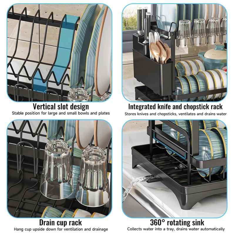 📢📢Letzte Chance: 50% Rabatt  !!!⏰ 2-stufiges Geschirr-Abtropfregal – Mit Ablaufschale, Platzsparend & Ideal für Familienküchen