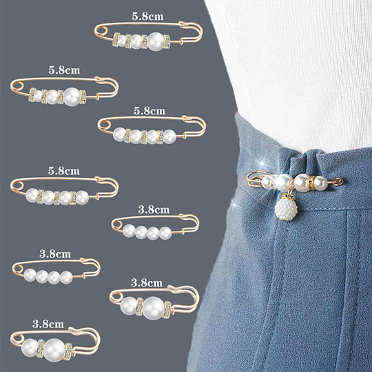 ✨Pearl Brooch Pins,Safety Pins for Clothing Dress pants skirt Cardigan Collar，Faux Pearl Rhinestones Brooches for Women Girls Pants Extender Safety Pins