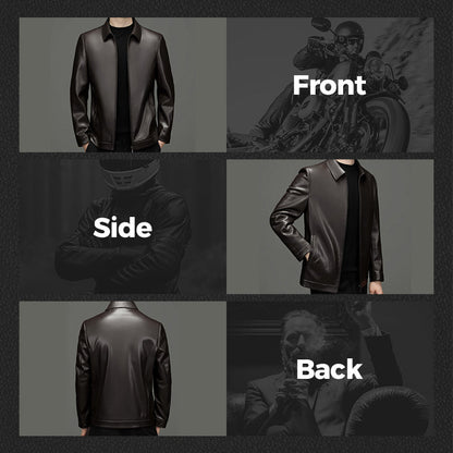 Klassische PU-Lederjacke für Herren mit Frontreißverschluss 🔥Business Casual Easy Match