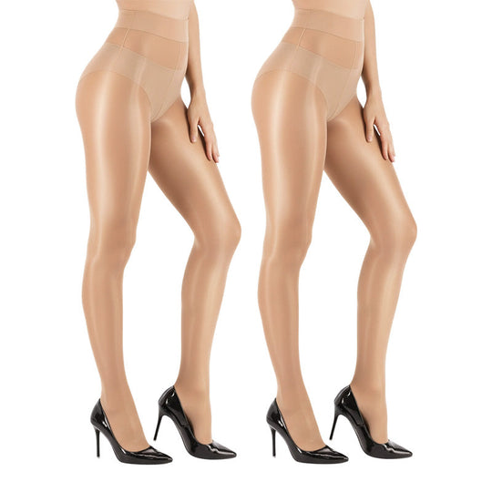 🏆 BUY 1 GET 1 FREE! 🔥 Transparent High-Waisted Shiny Sheer Tights for Women - Sheer &amp; Comfortable 👑✨
