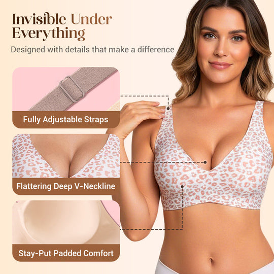 🔥Limited Special Sale 60% OFF!💕 Jelly Wireless Womens Comfortable Wireless Bras Push Up Bralettes Seamless Tshirts Bras Deep V Everyday Bras
