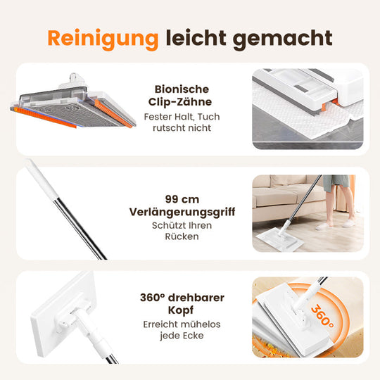 🎁50% Rabatt🧹✨ Einweg-Staubmopp mit 4 wiederverwendbaren Bezügen – Praktisch und effektiv 💥🌟