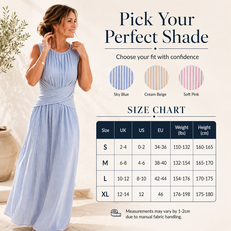 🎁New Arrivals 50% OFF💥Women Casual Striped Maxi Dress Sleeveless🎀👗