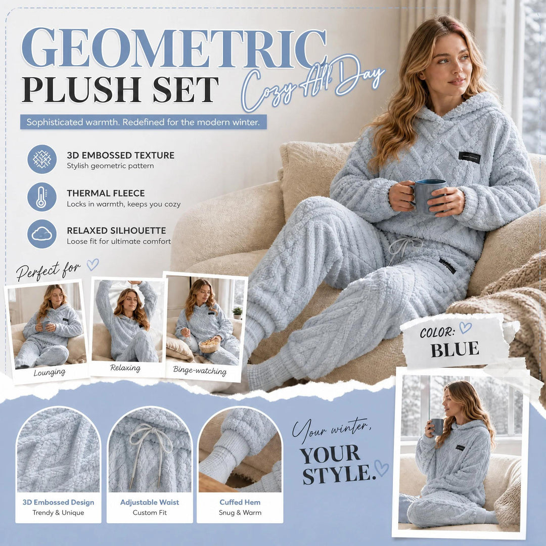 🍂 Embossed Geometric Plush Set – Timeless Comfort &amp; Effortless Style For Every Occasion