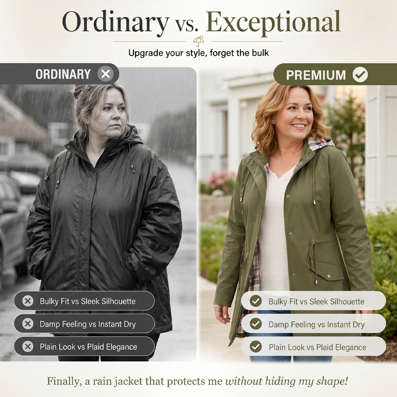 ⏳LAST DAY SALE 60% OFF !!📢🌧️💧Ultimate Plaid Waterproof Jacket for Women🍃Unleash Style and Durability in Any Storm!
