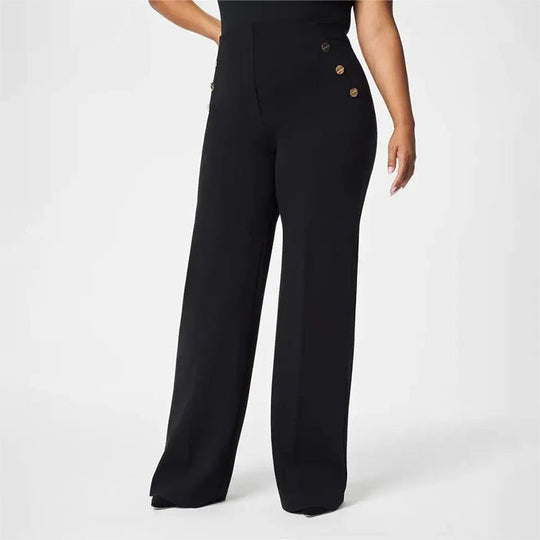 👖 60% RABATT! ✨ Hoch Elastische Hose mit Knopfverschluss &amp; Weitem Bein – Figurformend, 3 Längen &amp; Superbequem 🏃‍♀️