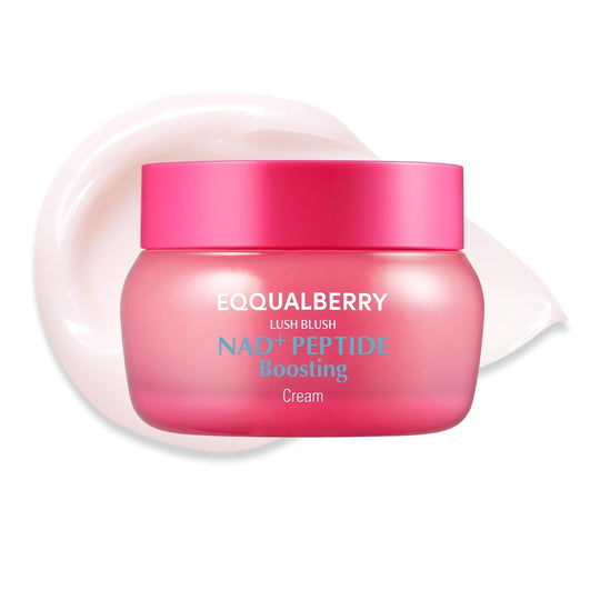 EQQUALBERRY NAD+ Peptide Boosting Cream – NAD+ 5% &amp; 13 Peptides Anti-Aging Korean Skincare Face &amp; Body Cream | Firming &amp; Lifting Pink Neck Cream for Sagging Skin (1.69 fl.oz / 50ml)