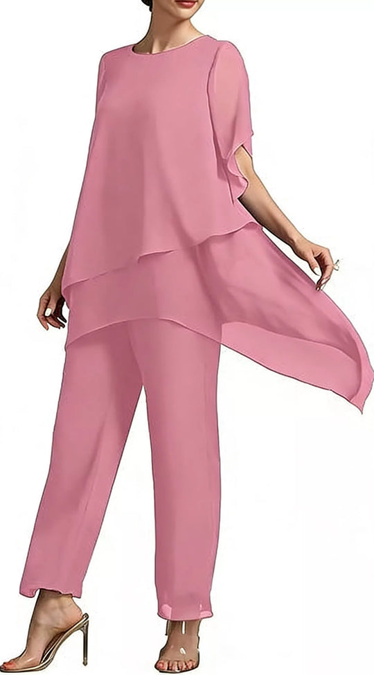 Damen-Zweiteiler: Charmantes asymmetrisches Top &amp; Hose mit weitem Bein