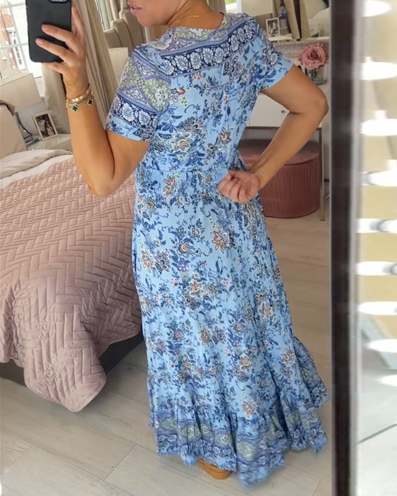 ⏳Begrenzte Zeit 50% Rabatt💥Kuscheliges Blumenkleid Mit V-Ausschnitt🌷