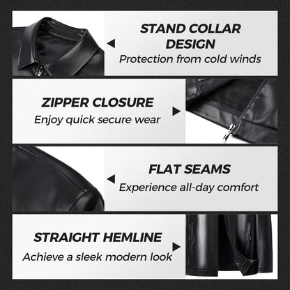 Klassische PU-Lederjacke für Herren mit Frontreißverschluss 🔥Business Casual Easy Match