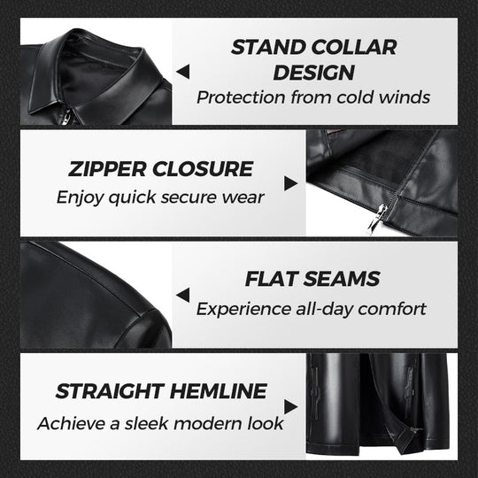 Klassische PU-Lederjacke für Herren mit Frontreißverschluss 🔥Business Casual Easy Match