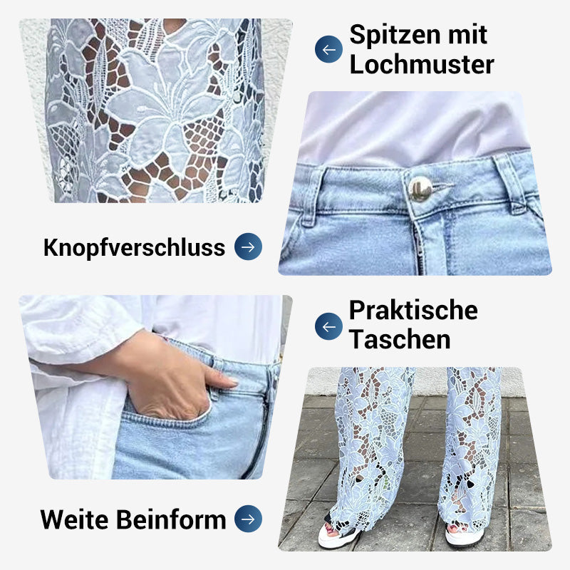 👖🌸 Gespleißte Spitzen-Jeans: Nachhaltiger Komfort &amp; eleganter Style für den Sommer! 👗💃 50% Rabatt – Jetzt zugreifen!
