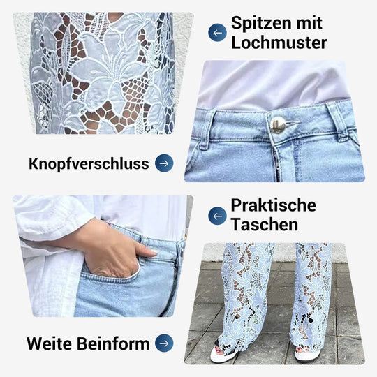 👖🌸 Gespleißte Spitzen-Jeans: Nachhaltiger Komfort &amp; eleganter Style für den Sommer! 👗💃 50% Rabatt – Jetzt zugreifen!