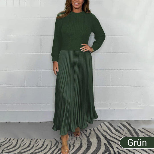 🍂50 % Rabatt-Aktion🍂Stilvolles und elegantes Kleid mit Rundhalsausschnitt und Falten für Damen