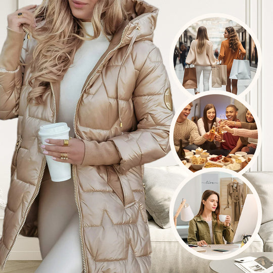 ❄️Adéntrese en la venta de descuentos de invierno❄️Abrigos de invierno cálidos con capucha y longitud media para mujer