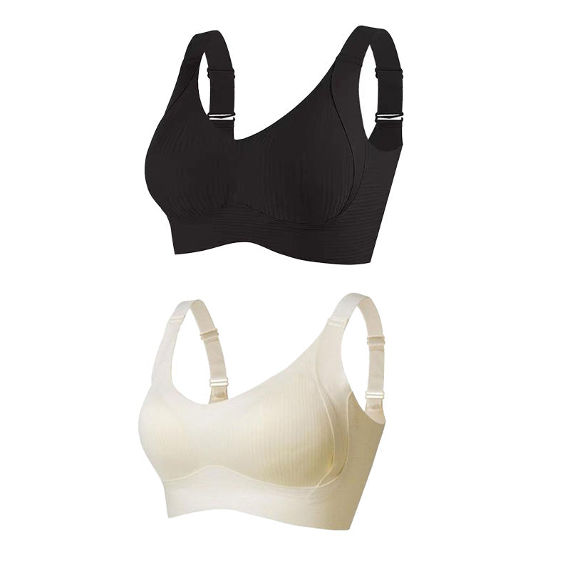 🌷 50% OFF – LIMITED TIME! 💕Subtle Striped Seamless Bra with W-Support ✨ Wire-Free Lift &amp; Unmatched Comfort