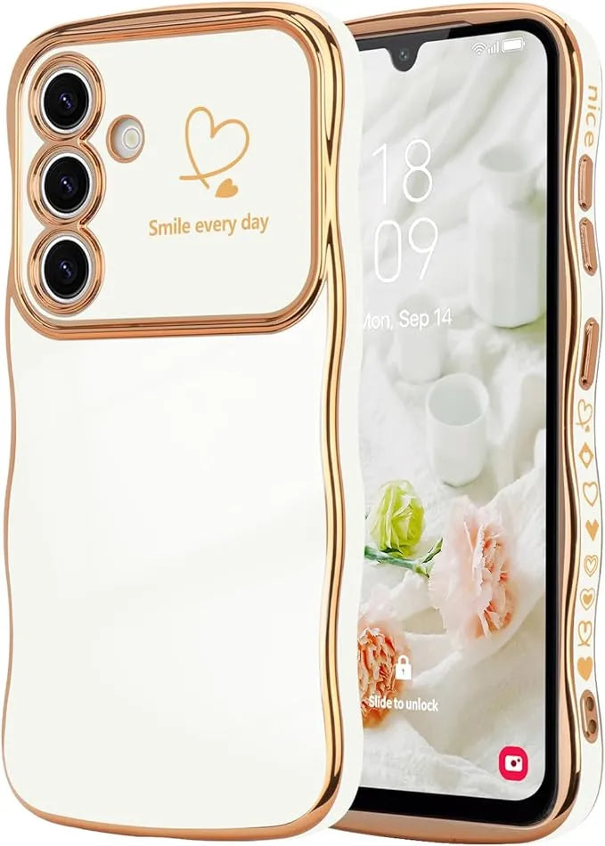 Coquille de cœur d'amour à amortissement à la mode à la mode avec un bord d'onde pour Samsung