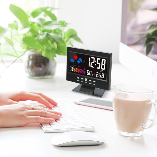 ⏰LETZTER TAG VERKAUF 50% RABATT✨Digitaler LED-Temperatur- und Luftfeuchtigkeitsmonitor, Wettervorhersage, LED-Tischwecker