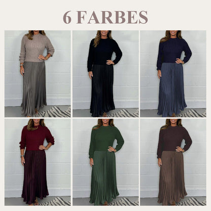 🍂50 % Rabatt-Aktion🍂Stilvolles und elegantes Kleid mit Rundhalsausschnitt und Falten für Damen
