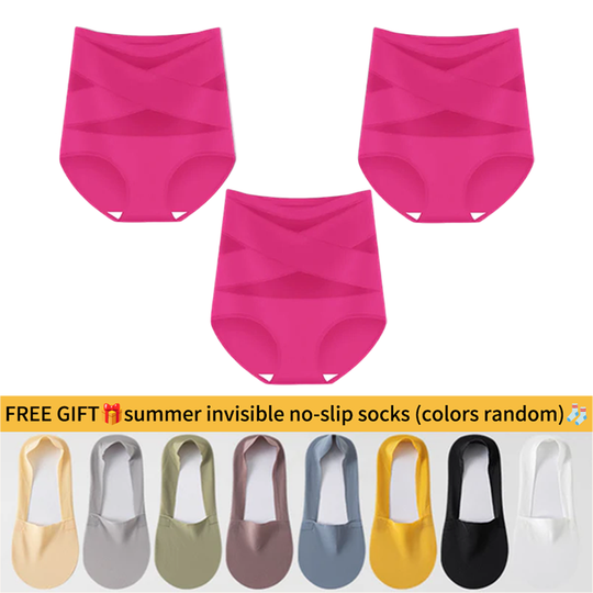 💖Last Day-Buy 1 Get 3 Packs💖Plus-Size High-Waist Cross Tummy Control Panties