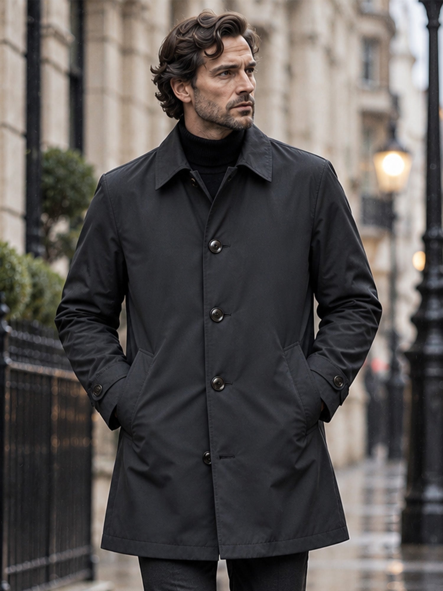 Men's Waterproof Mid-Length Trench Coat