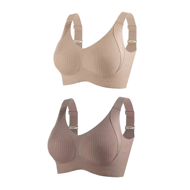 🌷 50% OFF – LIMITED TIME! 💕Subtle Striped Seamless Bra with W-Support ✨ Wire-Free Lift &amp; Unmatched Comfort