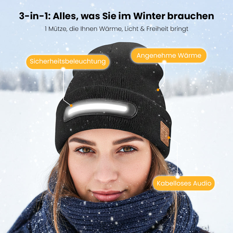 Rechargeable Bluetooth Beanie Hat with Light